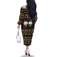 My Two Front Teeth Christmas Design Family Matching Off The Shoulder Long Sleeve Dress and Hawaiian Shirt Xmas Holiday Patterns - Wonder Print Shop
