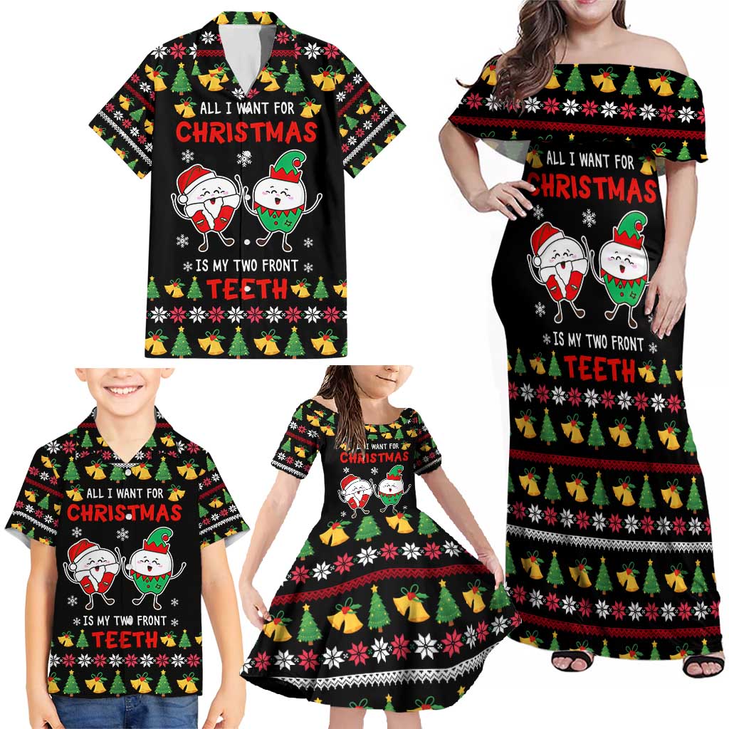 My Two Front Teeth Christmas Design Family Matching Off Shoulder Maxi Dress and Hawaiian Shirt Xmas Holiday Patterns - Wonder Print Shop