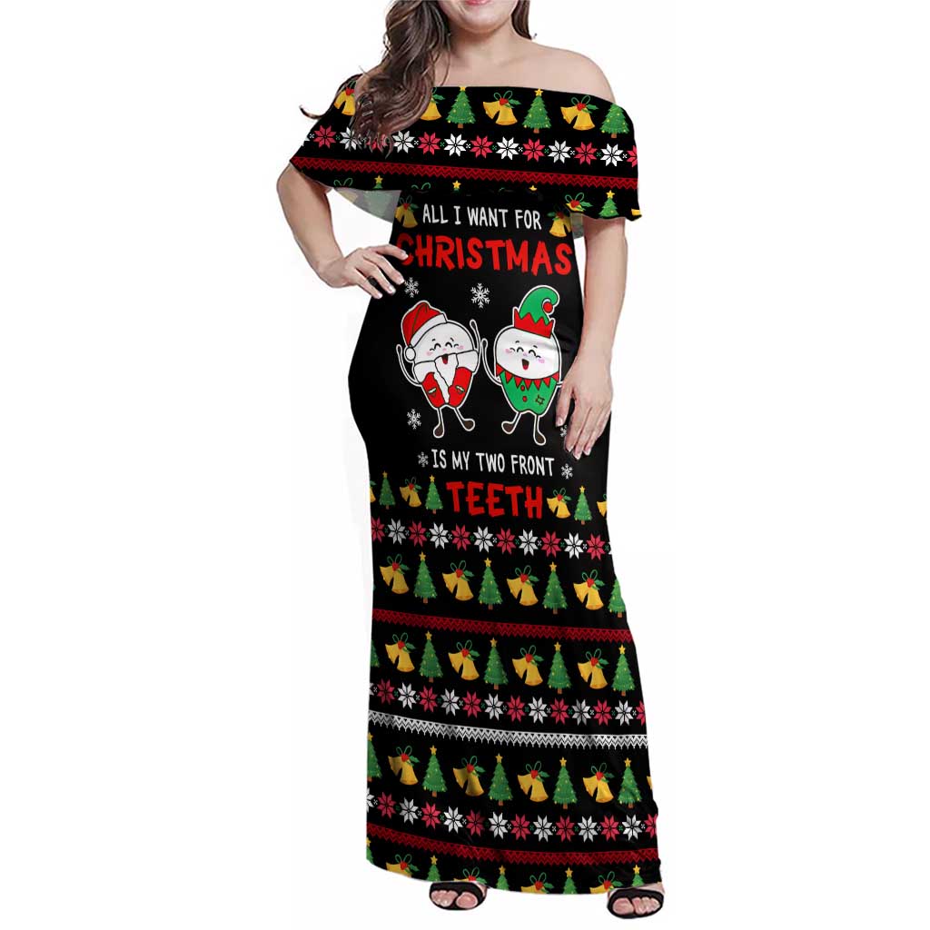 My Two Front Teeth Christmas Design Family Matching Off Shoulder Maxi Dress and Hawaiian Shirt Xmas Holiday Patterns - Wonder Print Shop