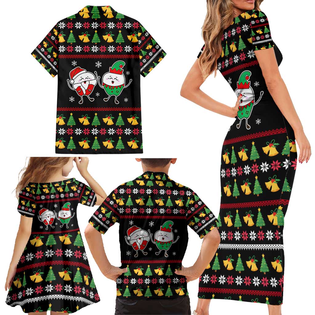 My Two Front Teeth Christmas Design Family Matching Short Sleeve Bodycon Dress and Hawaiian Shirt Xmas Holiday Patterns - Wonder Print Shop