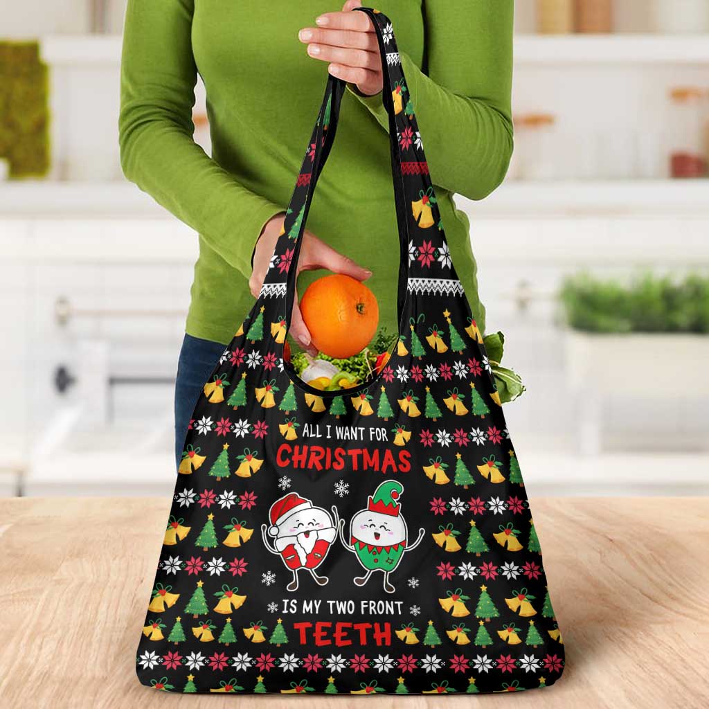 My Two Front Teeth Christmas Design Grocery Bag Xmas Holiday Patterns - Wonder Print Shop