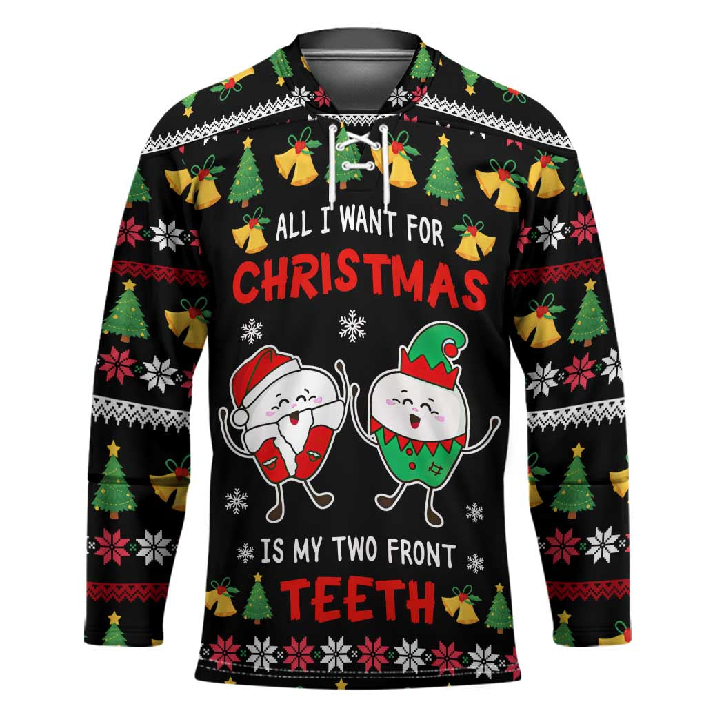 My Two Front Teeth Christmas Design Hockey Jersey Xmas Holiday Patterns - Wonder Print Shop