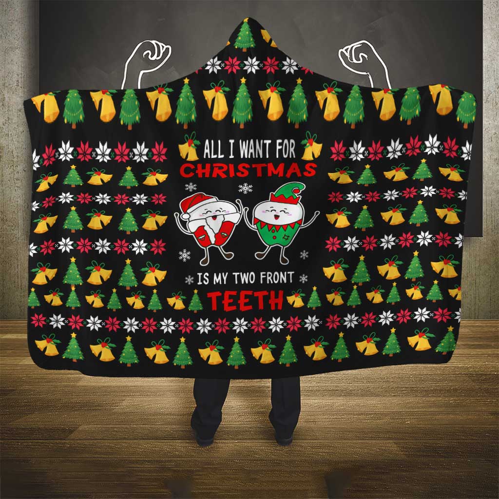 My Two Front Teeth Christmas Design Hooded Blanket Xmas Holiday Patterns - Wonder Print Shop