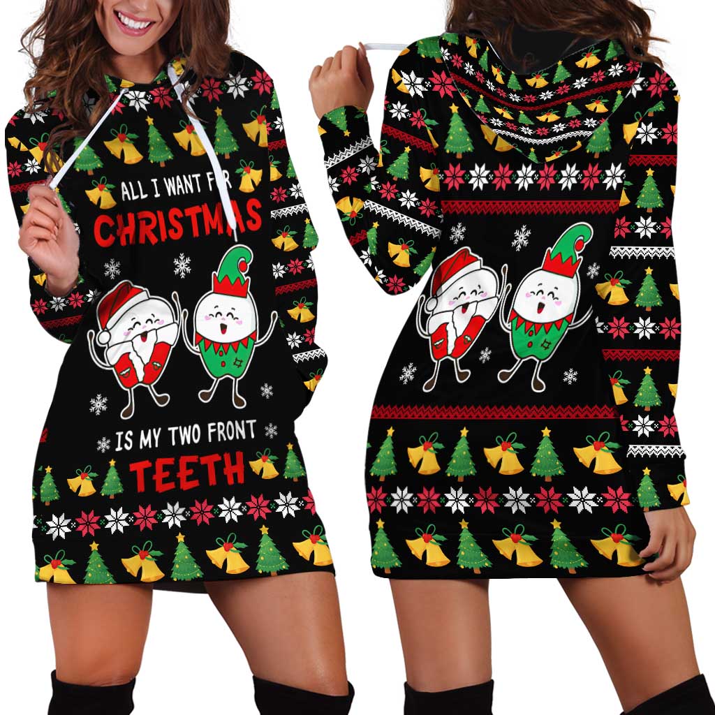 My Two Front Teeth Christmas Design Hoodie Dress Xmas Holiday Patterns - Wonder Print Shop