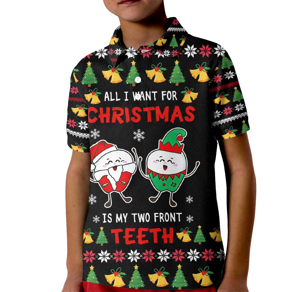 My Two Front Teeth Christmas Design Kid Polo Shirt Xmas Holiday Patterns - Wonder Print Shop