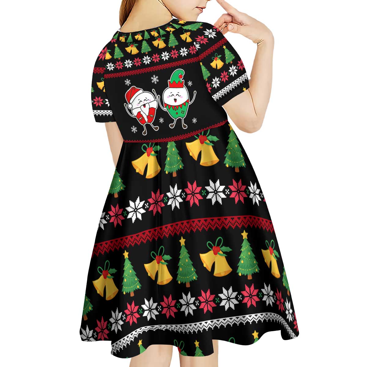 My Two Front Teeth Christmas Design Kid Short Sleeve Dress Xmas Holiday Patterns - Wonder Print Shop