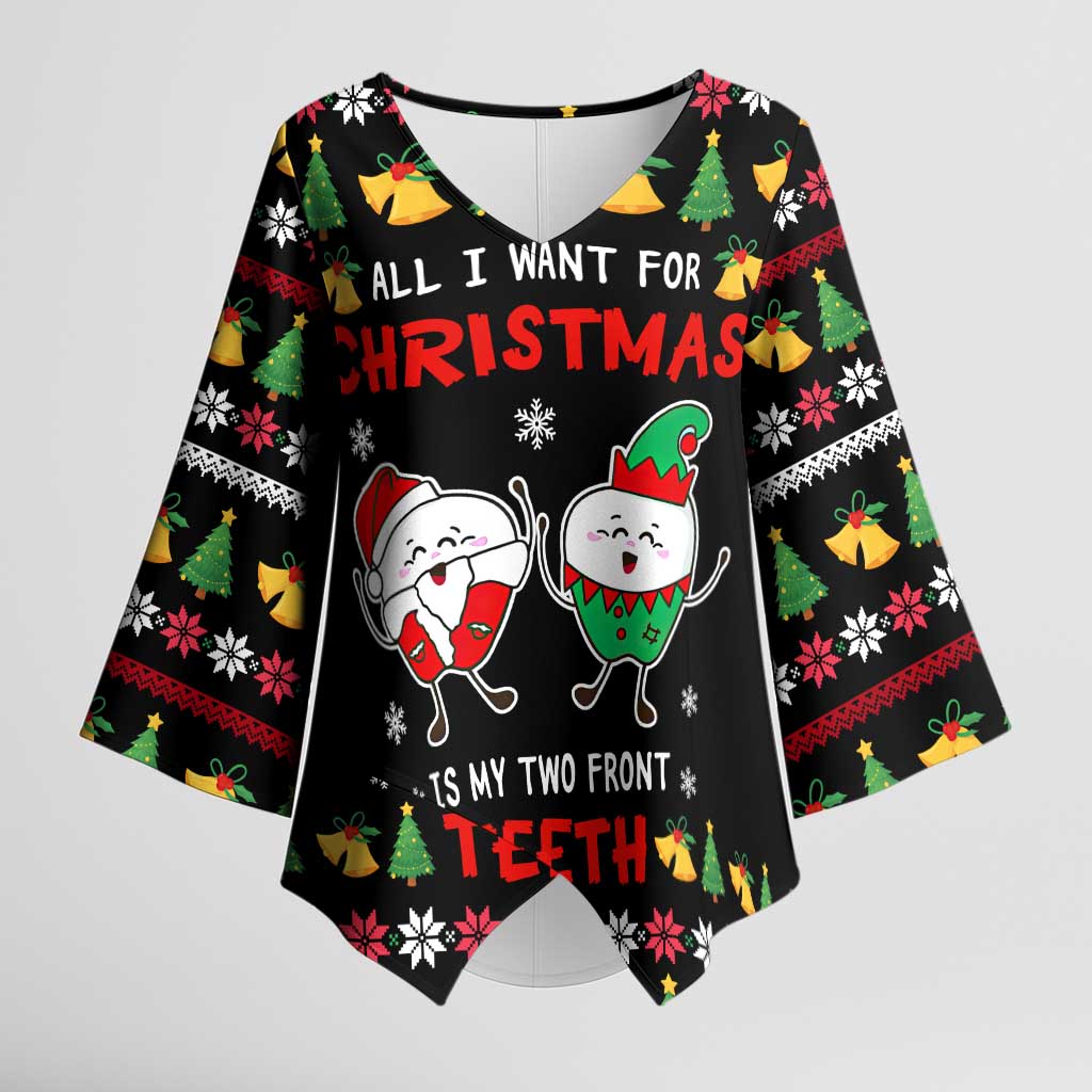 My Two Front Teeth Christmas Design Kimono Sleeve Blouse Xmas Holiday Patterns - Wonder Print Shop