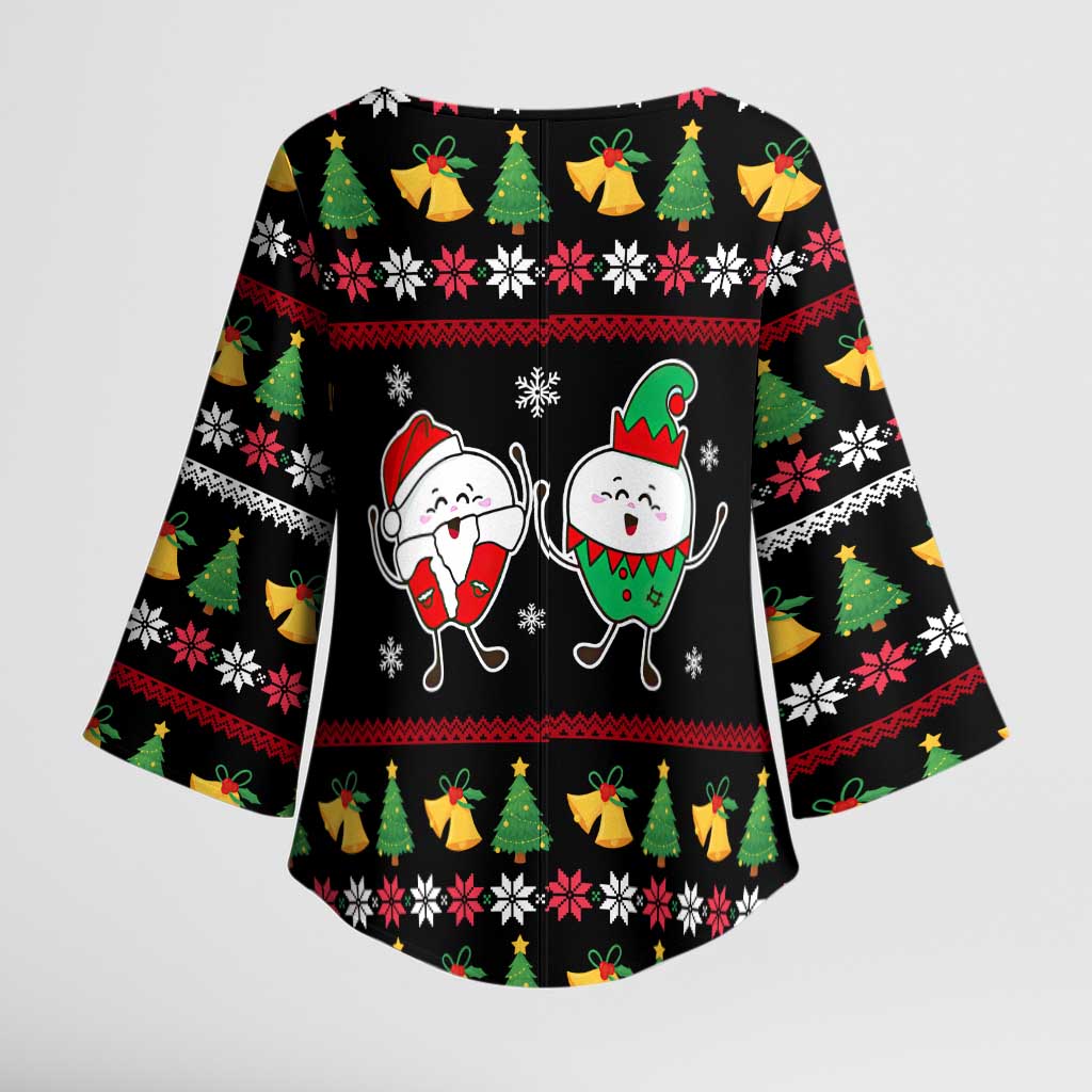My Two Front Teeth Christmas Design Kimono Sleeve Blouse Xmas Holiday Patterns - Wonder Print Shop