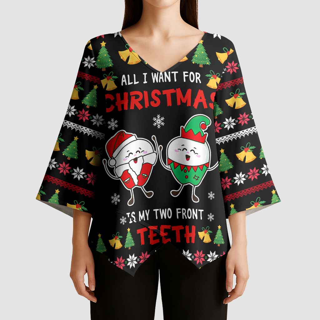 My Two Front Teeth Christmas Design Kimono Sleeve Blouse Xmas Holiday Patterns - Wonder Print Shop