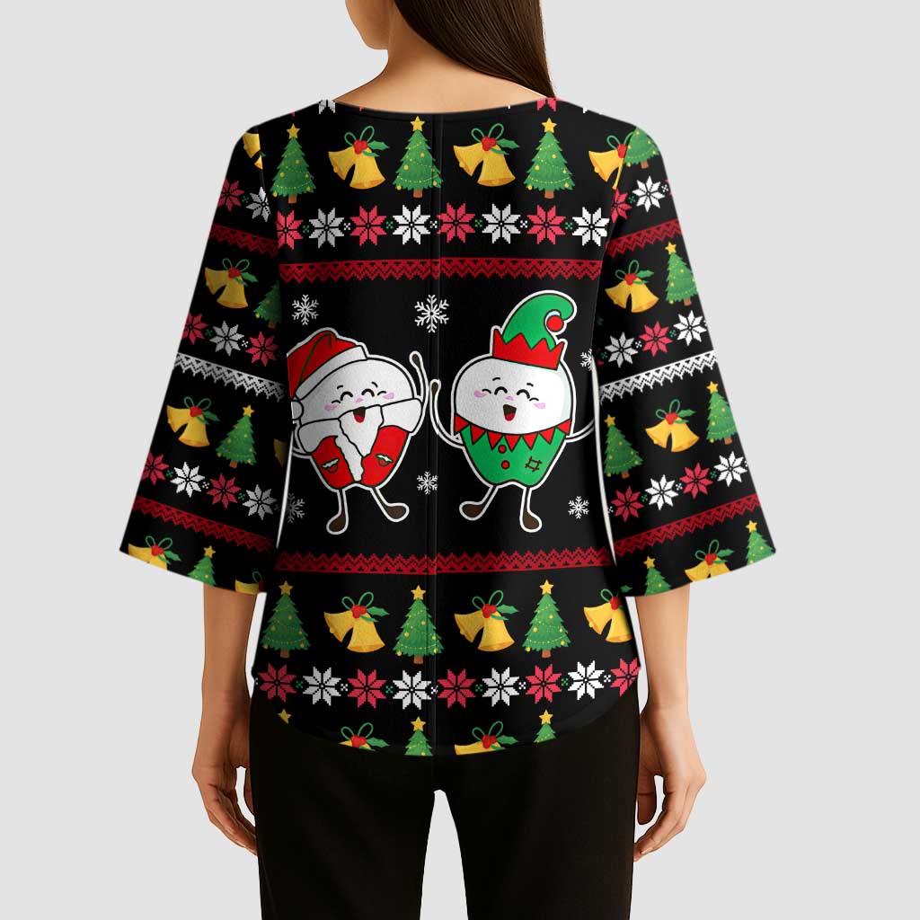 My Two Front Teeth Christmas Design Kimono Sleeve Blouse Xmas Holiday Patterns - Wonder Print Shop