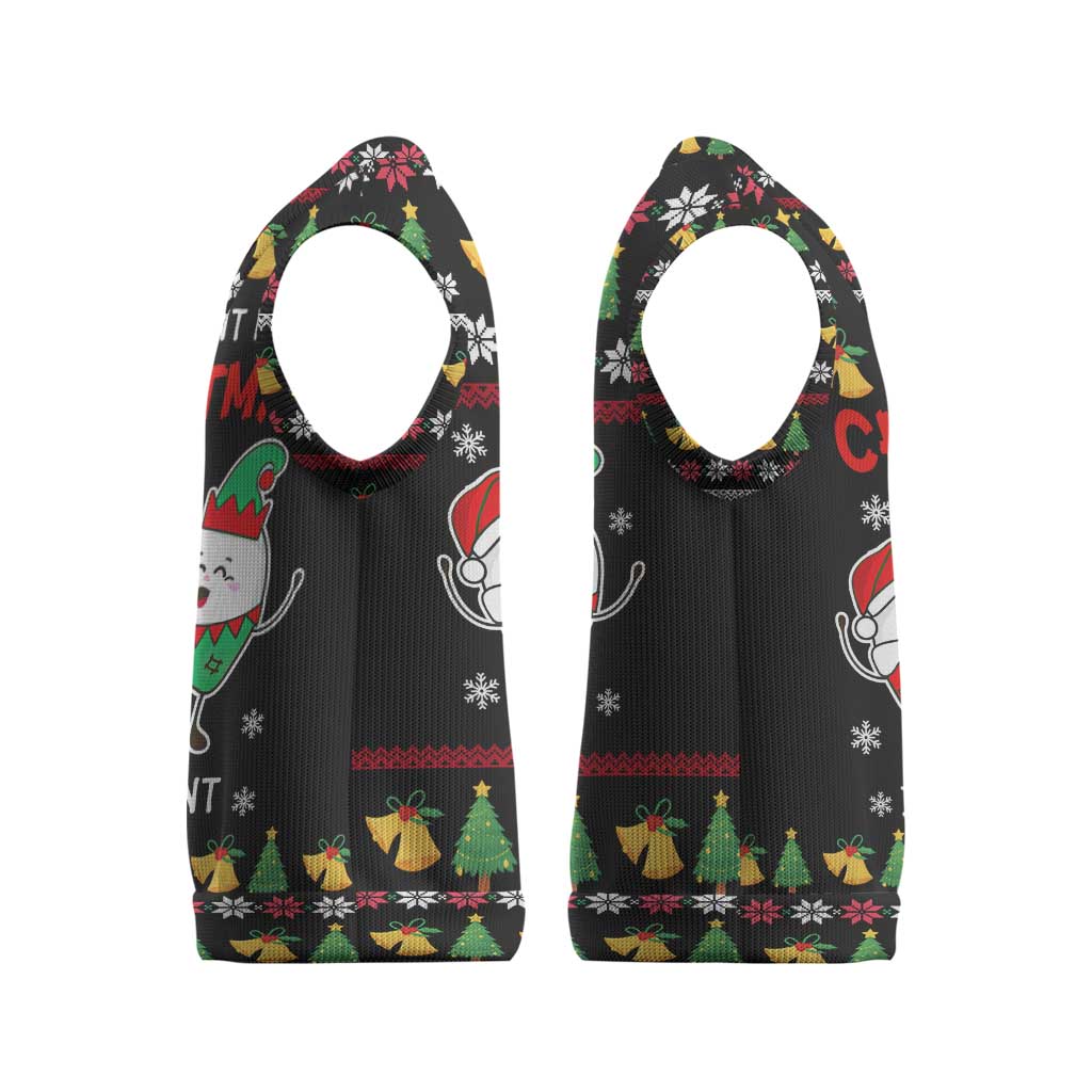 My Two Front Teeth Christmas Design Christmas Knitted V-Neck Vest Xmas Holiday Patterns - Wonder Print Shop