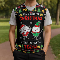 My Two Front Teeth Christmas Design Christmas Knitted V-Neck Vest Xmas Holiday Patterns - Wonder Print Shop