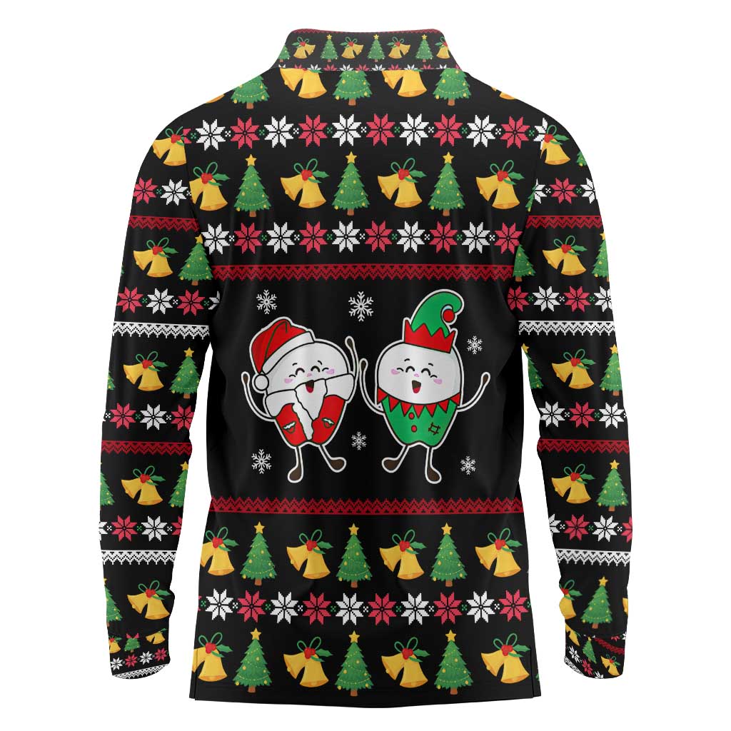 My Two Front Teeth Christmas Design Long Sleeve Polo Shirt Xmas Holiday Patterns - Wonder Print Shop