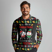 My Two Front Teeth Christmas Design Long Sleeve Polo Shirt Xmas Holiday Patterns - Wonder Print Shop