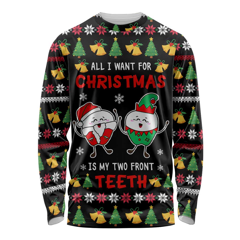 My Two Front Teeth Christmas Design Long Sleeve Shirt Xmas Holiday Patterns - Wonder Print Shop