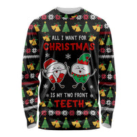 My Two Front Teeth Christmas Design Long Sleeve Shirt Xmas Holiday Patterns - Wonder Print Shop