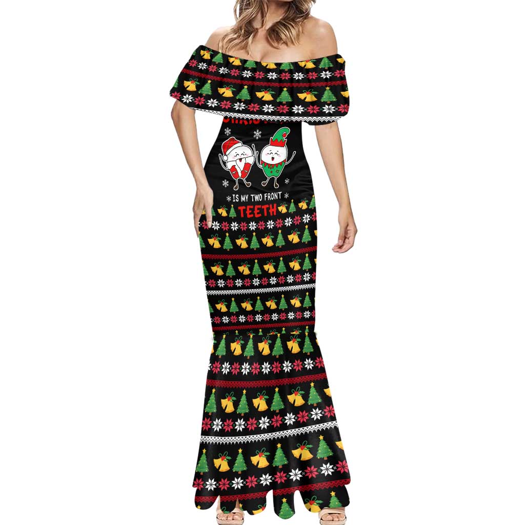 My Two Front Teeth Christmas Design Mermaid Dress Xmas Holiday Patterns - Wonder Print Shop