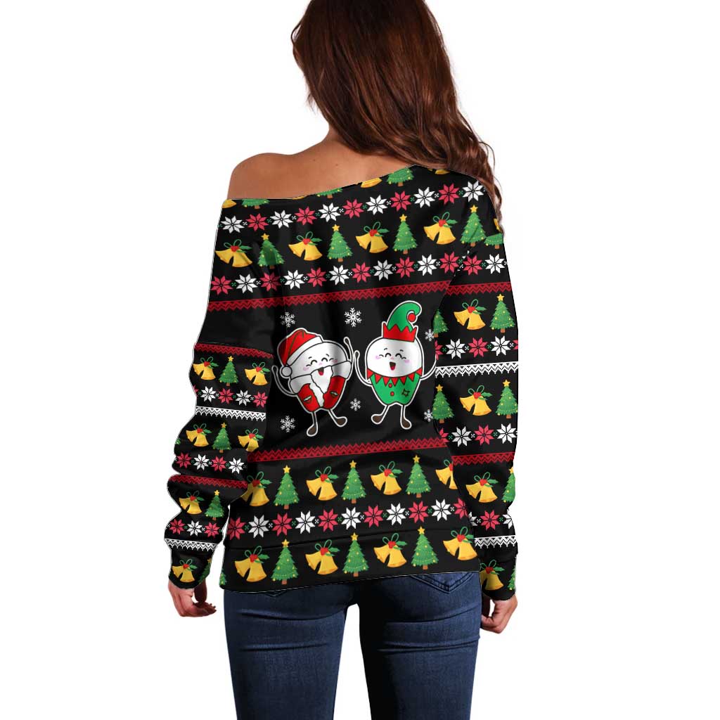My Two Front Teeth Christmas Design Off Shoulder Sweater Xmas Holiday Patterns - Wonder Print Shop