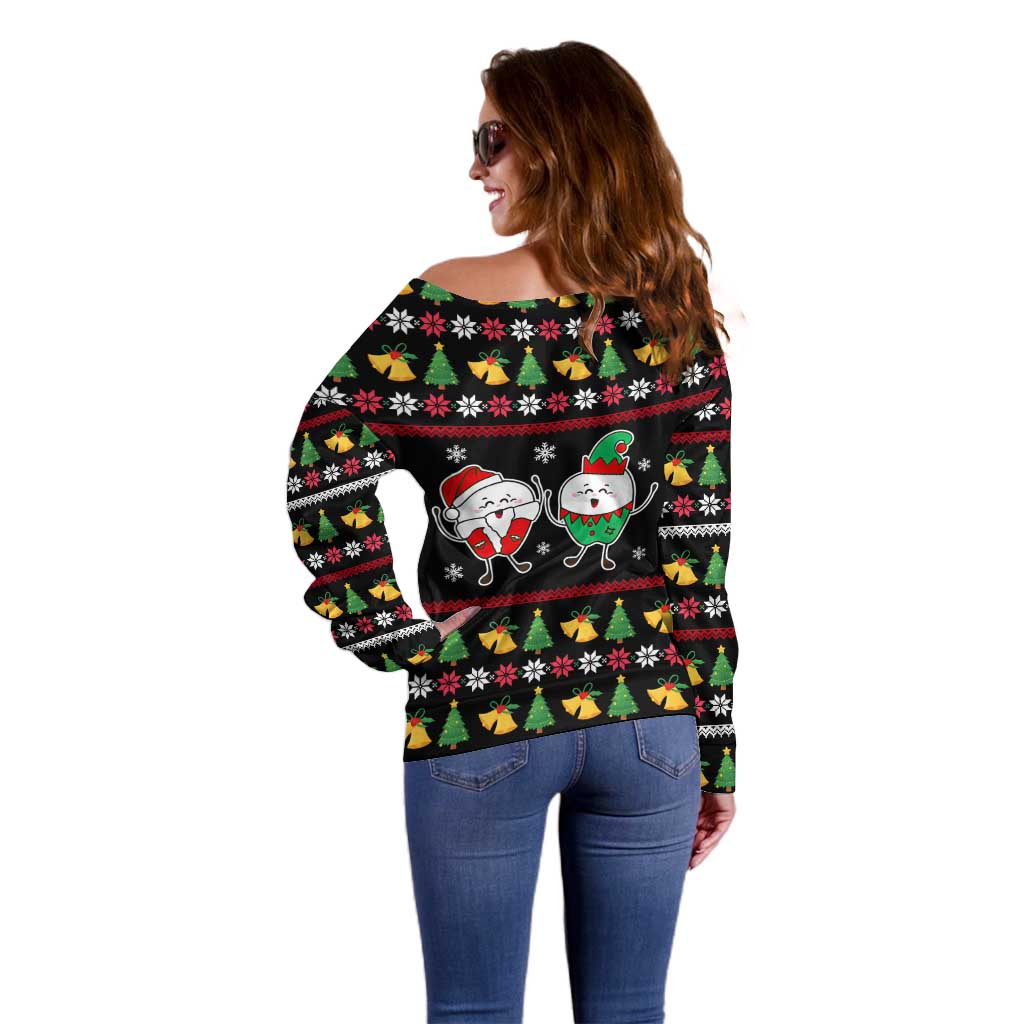 My Two Front Teeth Christmas Design Off Shoulder Sweater Xmas Holiday Patterns - Wonder Print Shop