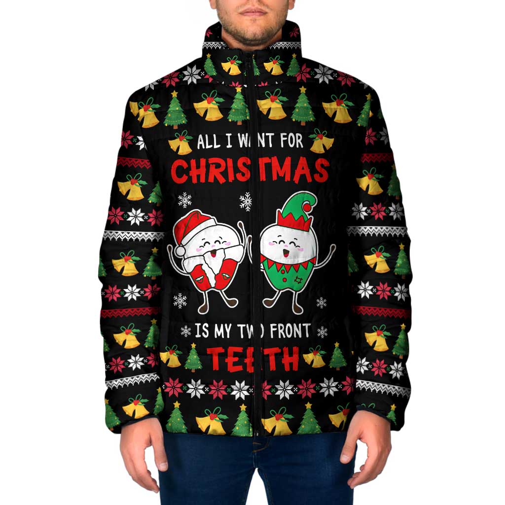 My Two Front Teeth Christmas Design Padded Jacket Xmas Holiday Patterns - Wonder Print Shop