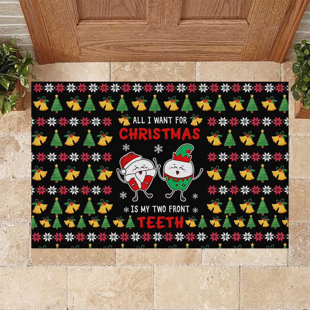 My Two Front Teeth Christmas Design Rubber Doormat Xmas Holiday Patterns - Wonder Print Shop
