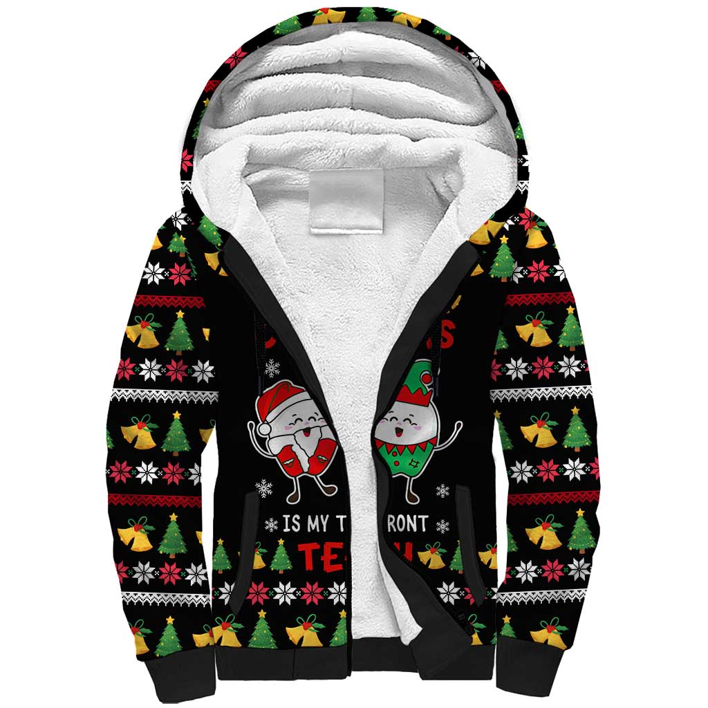 My Two Front Teeth Christmas Design Sherpa Hoodie Xmas Holiday Patterns - Wonder Print Shop
