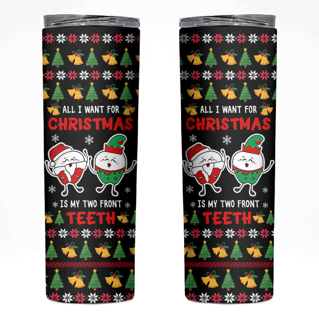 My Two Front Teeth Christmas Design Skinny Tumbler Xmas Holiday Patterns - Wonder Print Shop