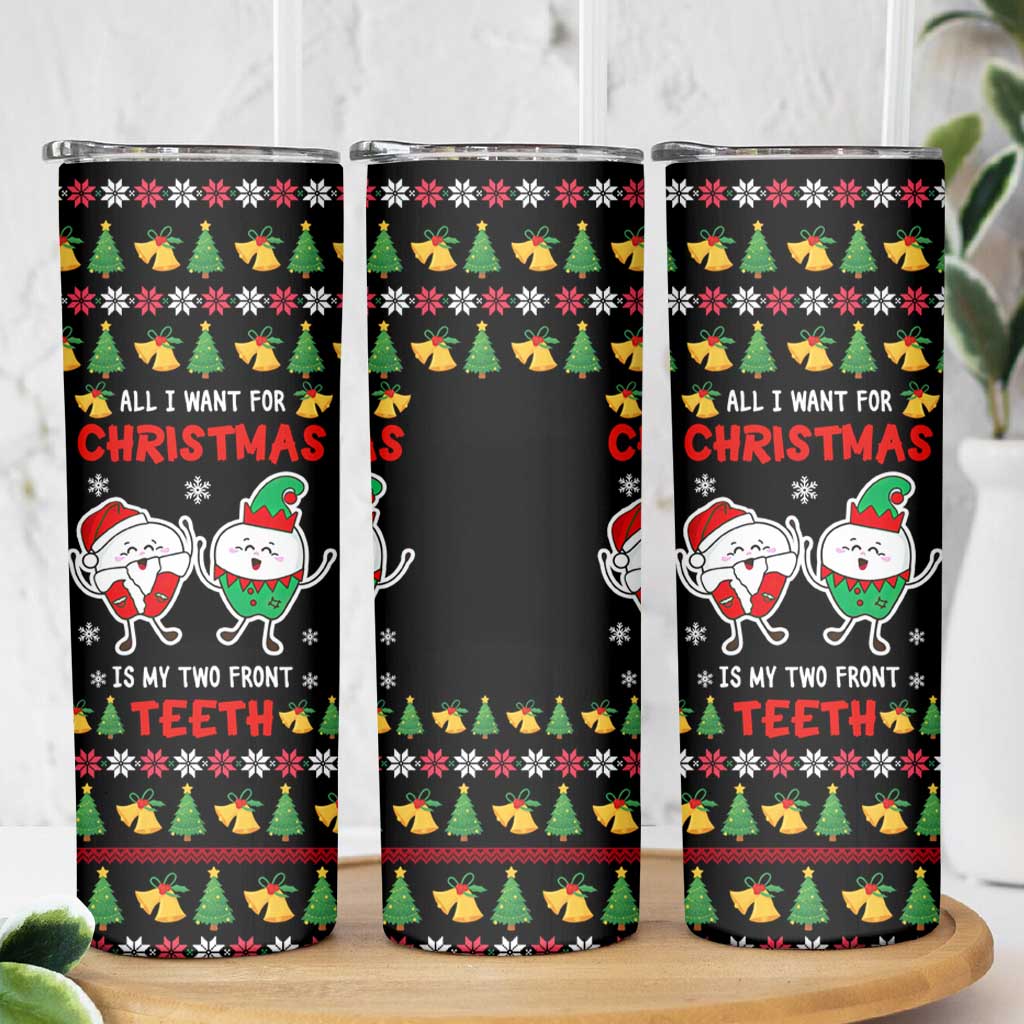 My Two Front Teeth Christmas Design Skinny Tumbler Xmas Holiday Patterns - Wonder Print Shop