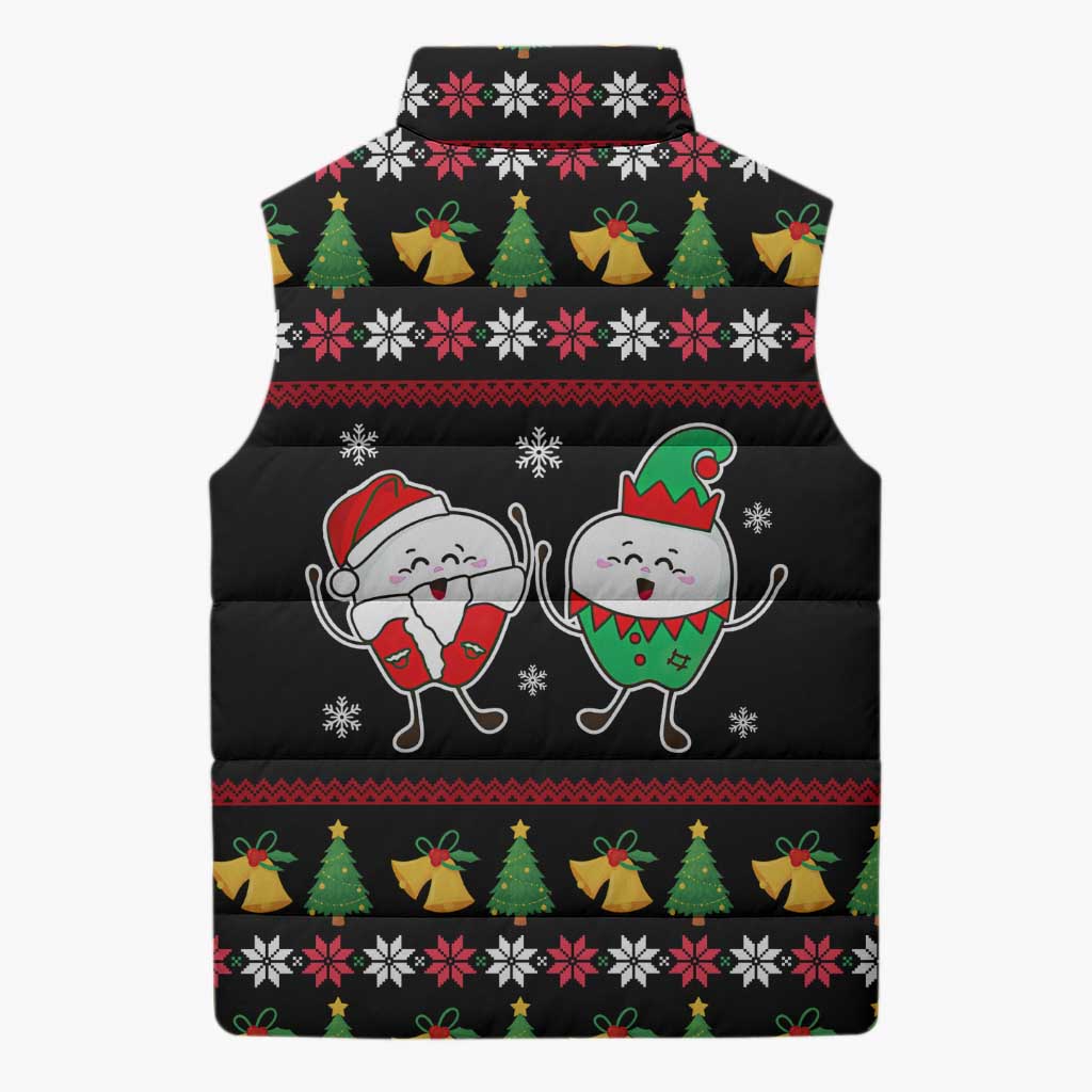 My Two Front Teeth Christmas Design Sleeveless Puffer Jacket Xmas Holiday Patterns - Wonder Print Shop
