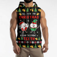 My Two Front Teeth Christmas Design Sleeveless Zip Hoodie Xmas Holiday Patterns - Wonder Print Shop