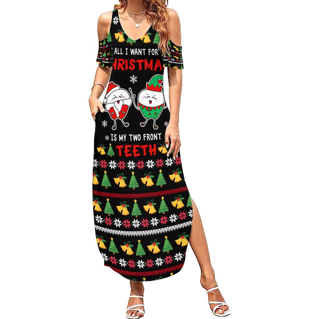 My Two Front Teeth Christmas Design Summer Maxi Dress Xmas Holiday Patterns - Wonder Print Shop