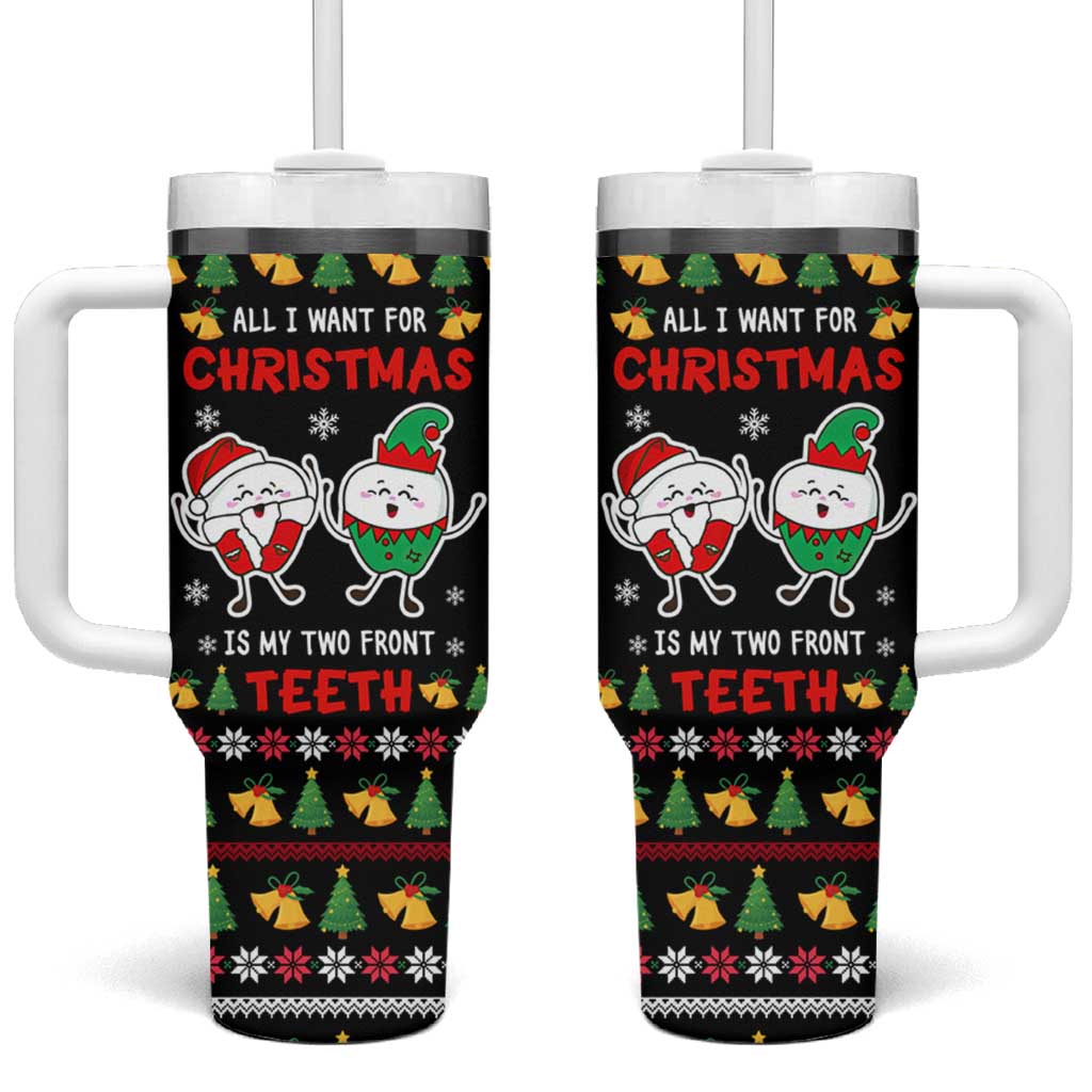 My Two Front Teeth Christmas Design Tumbler With Handle Xmas Holiday Patterns - Wonder Print Shop