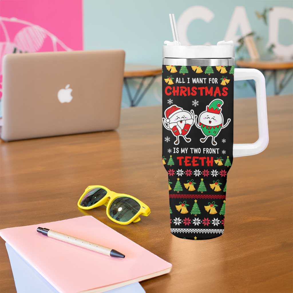 My Two Front Teeth Christmas Design Tumbler With Handle Xmas Holiday Patterns - Wonder Print Shop