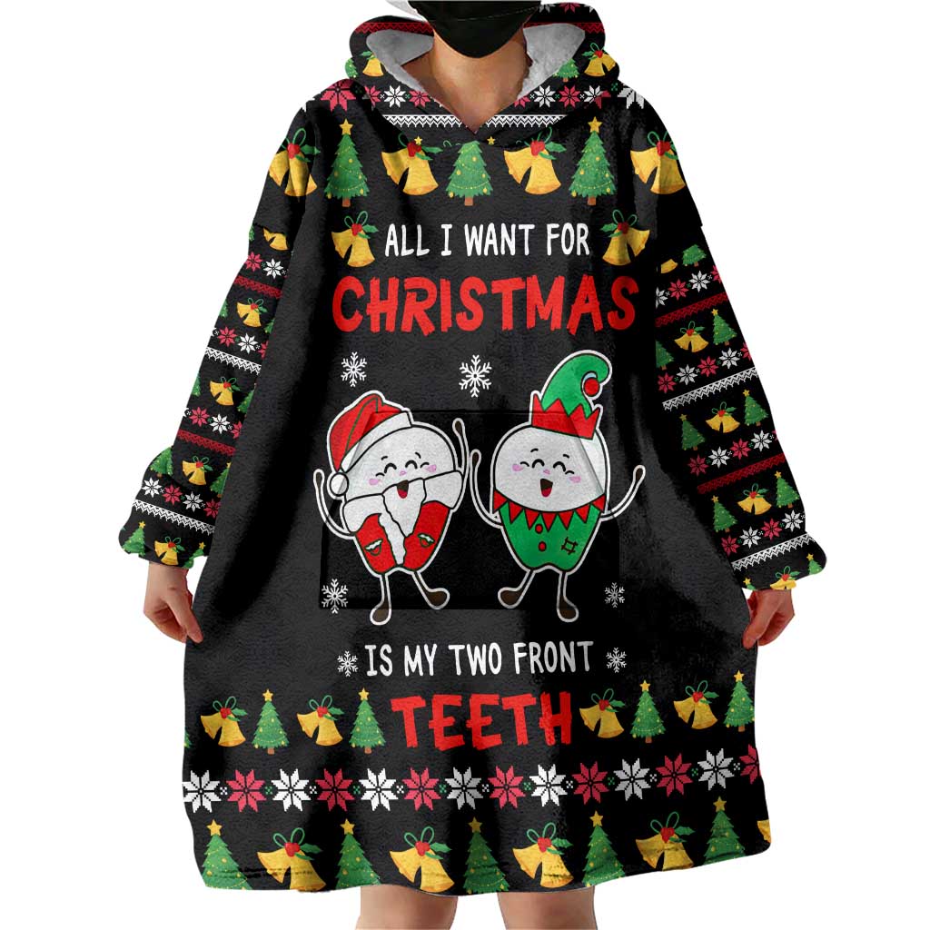 My Two Front Teeth Christmas Design Wearable Blanket Hoodie Xmas Holiday Patterns - Wonder Print Shop