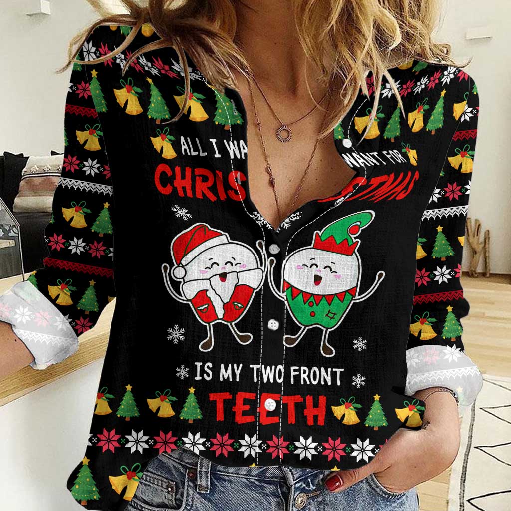 My Two Front Teeth Christmas Design Women Casual Shirt Xmas Holiday Patterns - Wonder Print Shop