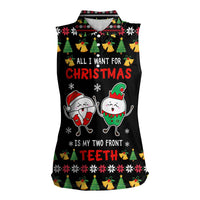 My Two Front Teeth Christmas Design Women Sleeveless Polo Shirt Xmas Holiday Patterns - Wonder Print Shop