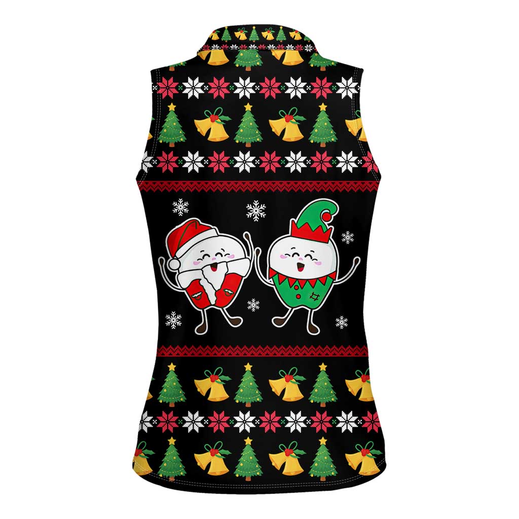 My Two Front Teeth Christmas Design Women Sleeveless Polo Shirt Xmas Holiday Patterns - Wonder Print Shop
