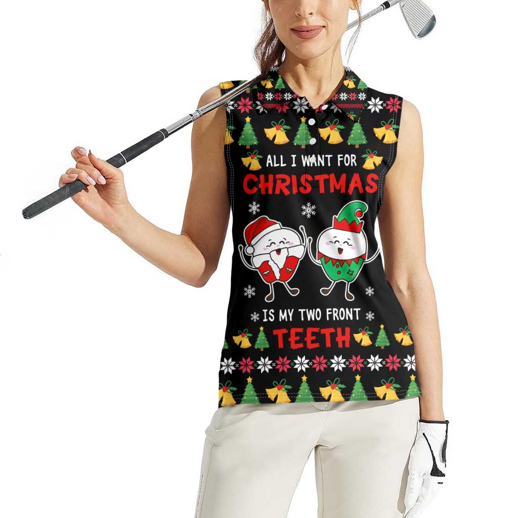 My Two Front Teeth Christmas Design Women Sleeveless Polo Shirt Xmas Holiday Patterns - Wonder Print Shop