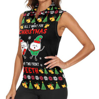 My Two Front Teeth Christmas Design Women Sleeveless Polo Shirt Xmas Holiday Patterns - Wonder Print Shop