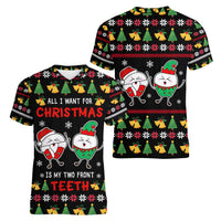 My Two Front Teeth Christmas Design Women V-Neck T-Shirt Xmas Holiday Patterns - Wonder Print Shop