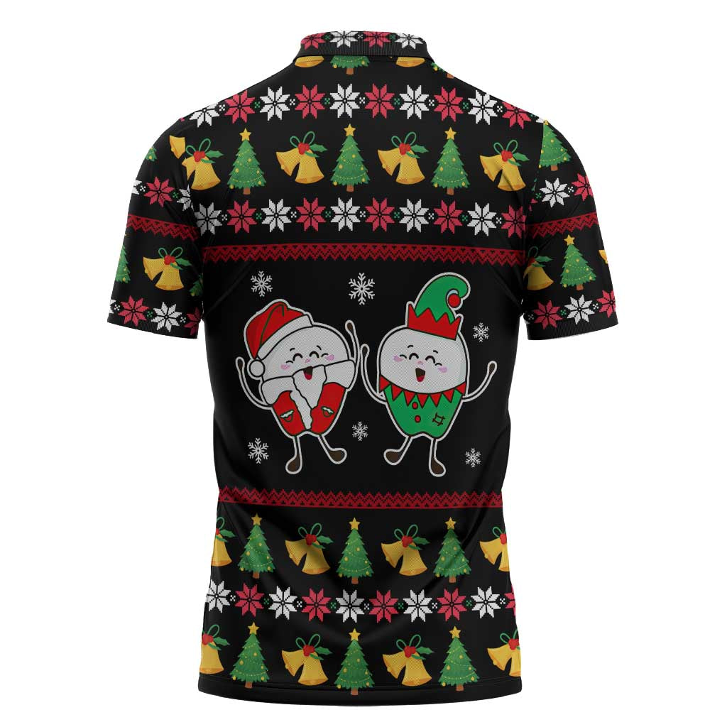 My Two Front Teeth Christmas Design Zipper Polo Shirt Xmas Holiday Patterns - Wonder Print Shop