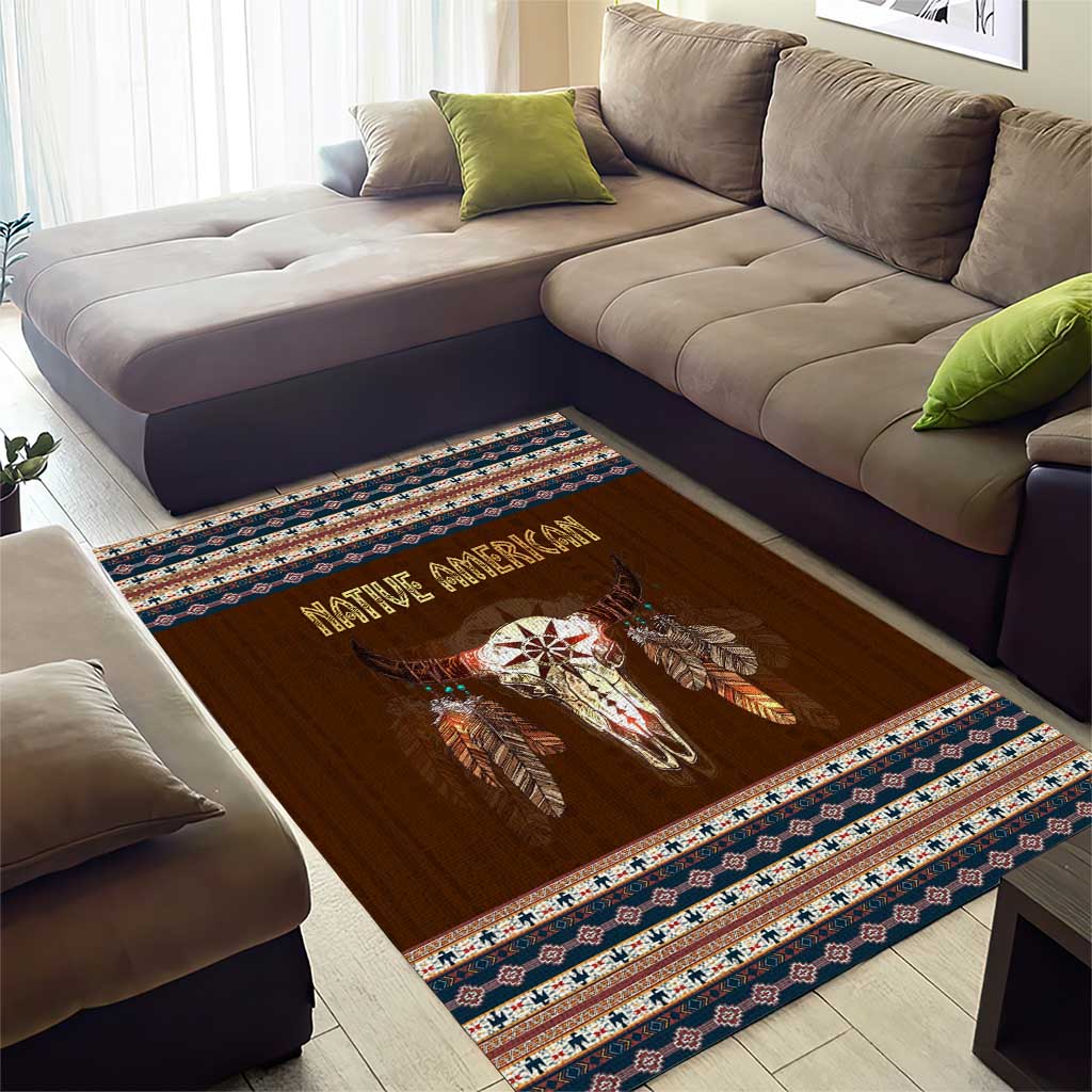 Native Skull Christmas Design Area Rug Xmas Holiday Patterns - Wonder Print Shop