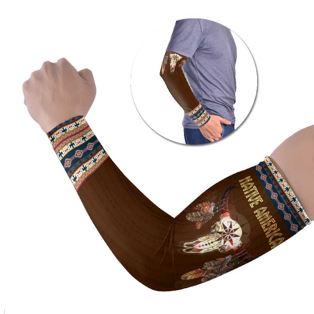 Native Skull Christmas Design Arm Sleeves Xmas Holiday Patterns - Wonder Print Shop