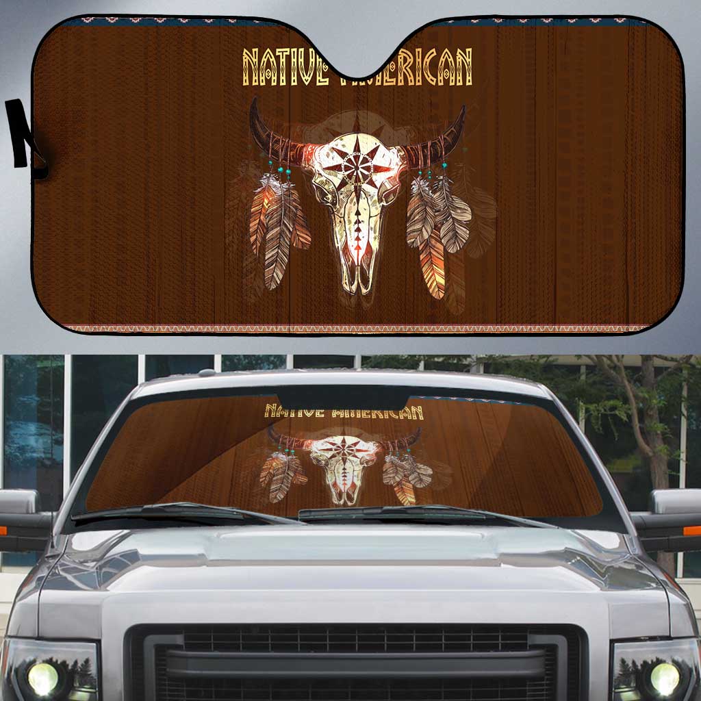 Native Skull Christmas Design Auto Sun Shade Xmas Holiday Patterns - Wonder Print Shop