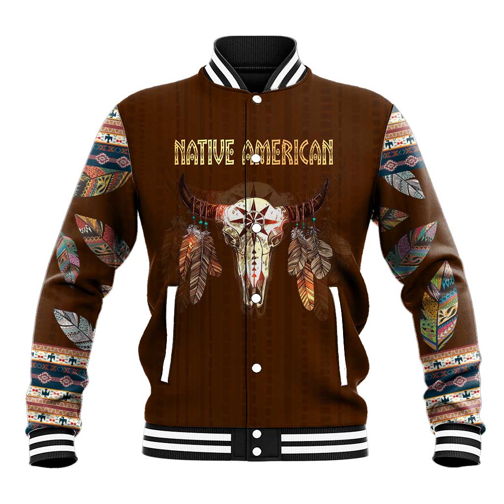 Native Skull Christmas Design Baseball Jacket Xmas Holiday Patterns - Wonder Print Shop