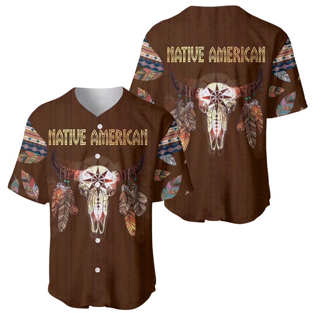 Native Skull Christmas Design Baseball Jersey Xmas Holiday Patterns - Wonder Print Shop
