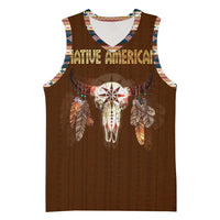 Native Skull Christmas Design Basketball Jersey Xmas Holiday Patterns - Wonder Print Shop