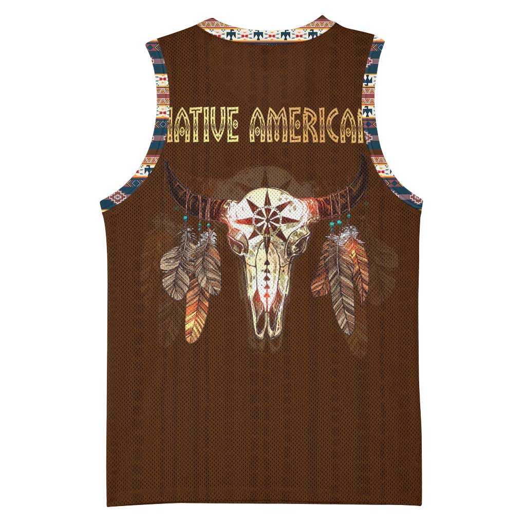 Native Skull Christmas Design Basketball Jersey Xmas Holiday Patterns - Wonder Print Shop