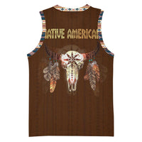 Native Skull Christmas Design Basketball Jersey Xmas Holiday Patterns - Wonder Print Shop