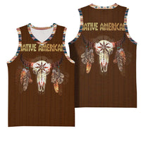 Native Skull Christmas Design Basketball Jersey Xmas Holiday Patterns - Wonder Print Shop